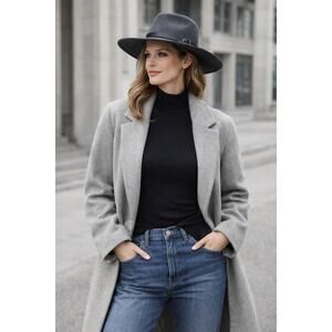 Torrid Charcoal Gray Wide Brim Fedora Hat M/L Wool Blend Chic Minimalist Western